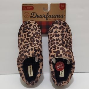 Dearfoams Brown Leopard Print Memory Foam Slippers